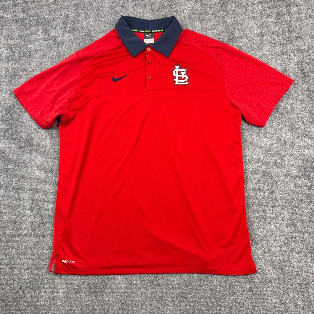 Nike Mens Polo Shirt XL St Louis Cardinals Dri-FIT MLB Authentic Red Performance